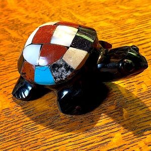 TURTLE BLACK OBSIDIAN CARVED CRYSTAL GOLDEN SANDSTONE MULTIPLE